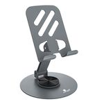 Kratos M1 Mobile Stand & Tablet Stand, Foldable & 360° Rotatable Mobile Stand for Table, Multiple Height & Angle Adjustments, Stable Metalic Round Base Weight of Any Phone or Tablet