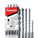 Makita 5 Piece - Drilling SDS-Plus Drill Bits For Rotary Hammers - Carbide Tipped Bit Set - For Concrete & Masonry