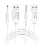 USB DC Charging Cable 2.5mm DC Charger Cord 2.7Ft Replacement for Massager-2 Pack(White)