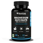 NutritJet High Absorption Magnesium Glycinate 550mg -120 Veg Capsules - Supports Muscle, Joints, Heart Health & Sleep For Men & Women