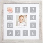 Kate & Milo My First Year Frame, Newborn To First Birthday Photo Frame, Baby Keepsake Nursery Frame, Rustic Wood