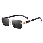 Dervin Rectangular Rimless Sunglasses for Men and Women (Black)