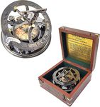 5 inches Large Sundial Compass in Rosewood Case - Best Vintage Gift for Antique Lovers Vintage Functional Marine Brass Magnetic Compass