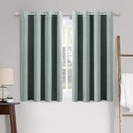 MIULEE Blackout Curtains Thermal Insulating Curtains with Eyelets 100% Opaque Linen Look Curtains Living Room Cold Protection Blackout Curtain Set of 2, 46" Wx54 L Green