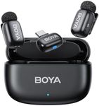 BOYA mini Microphone wireless for iPhone, Andriod, Mini Mic 5g Ultralight, Lavalier Microphone, AI Voice Changer, 3-Level Noise Reduction, 30h Charging Case, Lapel Mic, Clip on Mic with USB-C Plug