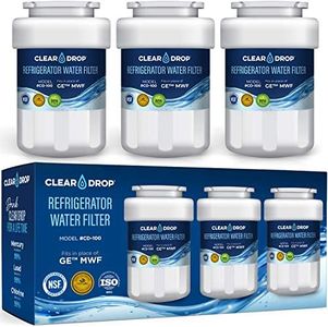 GE MWF Water Filter. Compatible for GE MWF, MWFP, MWFA, MWFAP, MWFINT, GWF, GWF06, GWFA, HWF, HWFA, FMG-1, FMG GE Smart Water, GSE25GSHECSS, PC75009, RWF1060, 197D6321P006 - Clear Drop (Pack of 3)