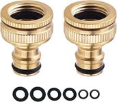 COSORO 2 pack Garden Hose Tap Connector - 3/4 inch & 1/2 inch 2-in-1 Brass Female Threaded Tap Connector for Hosepipe, Threaded Faucet Adapter