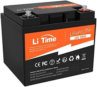 LiTime 12V 50Ah LiFePO4 Battery + 14.6V 10A Lithium Battery Charger with Anderson Connector, 50A BMS, 10 Years Lifetime 4000+ Cycles Output Power 640W, Perfect for Boat Marine Trolling Motor Camping