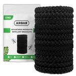 Anbar Leather Mosquito Repellent Bracelets for Adults and Kids, 12 Pack, Deet Free, All-Natural Anti-Mosquito, Tick, and Insect Essential Oils, 300-Hour Waterproof Outdoor Protection (Black)