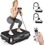 Bigzzia Vibration Plate Exercise Machine 10 Modes Whole Body Workout Vibration Fitness Platform w/ Loop Bands Jump Rope Bluetooth Speaker Home Training Equipment for Weight Loss & Toning