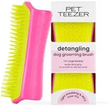 Pet Teezer by Tangle Teezer Detangling Dog Grooming Brush, Dry Brush or Dog Bath Brush for Wet or Dry Fur, Pink & Yellow