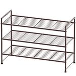 SimpleHouseware 3-Tier Stackable Wired Grid Shoe Racks with Shelves for Storage Organizer, Bronze