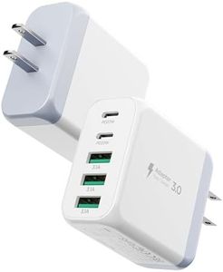 EIZLXQ USB C Charger Block, [2-Pack] Type C Charger Fast Charging,50W 5-Port USB Wall Charger Multiport Type C Charging Block Cube for iPhone 16 15 14 13 12 11 Pro Max XS, iPad, Samsung & More-White