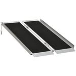 HOMCOM 4ft Portable Wheelchair Ramp Aluminum Threshold Mobility Single-fold for Scooter with Carrying Handle