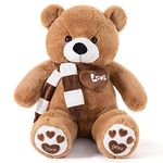 YunNasi Plush Teddy Bear Giant Teddy Bear Stuffed Animal Soft Teddy Bear with Scarf Toys for Children Girls Girlfriends (Dark Brown, 31 Inches)