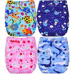 Bembika Baby Pocket Cloth Diapers Without Inserts, Reusable Cloth Diapers Washable Fitted Diapers One Size Adjustable Reusable Nappy for Baby Girls and Boys (4 Combo) (No Inserts Included) 4K