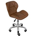 Charles Jacobs Home Office Swivel Computer Desk Chair with a Height Adjustable Chrome base and Wheels - Brown PU