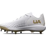 Under Armour Women's Glyde 2.0 Mt Softball Shoe, (105) White/White/Metallic Gold, 6 UK