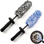Wheel Barrel Brush, 2026 New Car Wheel Barrel Microfiber Brush for Cleaning Wheels, Long Handle Multipurpose Duster Tire Brushes for Various Car Care (Black+Blue)
