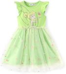Disney Tinker Bell Toddler Girl Dresses Ruffle Short Sleeve Sparkle Tulle Skirt Summer Birthday Party Muti-Layer Mesh Clothes Flower Girls’ Dress Special Occasion Outfit Ball Gown Prom Green 2T
