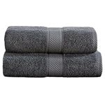 100% Turkish Cotton Guest Towels Hand Kitchen Towel Face Cloth 40 x 60 cm Pack Of 2 Twin Set (Grey)