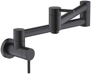 KIBI Circular Kitchen Pot Filler Faucet | Wall Mount Solid Brass Pot Filler Faucet (Matte Black) (KPF601)