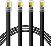 NECABLES 2Pack RJ9 Cable 15ft Phone Cord Telephone Cable RJ9 / RJ10 / RJ22 4P4C Male to Male Straight for Both Data and Voice Use Black - 15 Feet