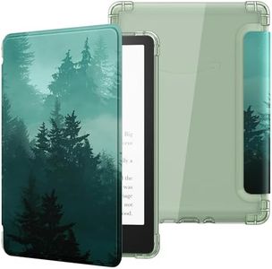 MoKo Case for 6.8" Kindle Paperwhite 11th Generation 2021&Kindle Paperwhite Signature Edition, Ultra Clear Soft Flexible Transparent TPU Back Cover Light Shell with Auto Wake/Sleep, Green Forest