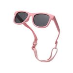 Pro Acme TPEE Polarized Baby Sunglasses with Strap Flexible Durable Toddler Sunglasses for 0-24 Months (Pink Frame | Grey Lens)