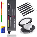 Diamond Tester Pen, 30X 60X Mini LED Magnifying Jewelers Eye Loupe,6PCS Precision Upgraded Anti-Static Stainless Steel Curved of Tweezers Set,Professional Diamond Selector for Novice and Expert