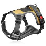 Berlin's Nylon Dog Harness, No-Pull Dog Strap Pet Safety Belt with Control Handle, Harness for Medium&Large Dogs with Reflective Tape and 2 Connecting Rings (Golden Yellow, Medium (7.5-14KG))