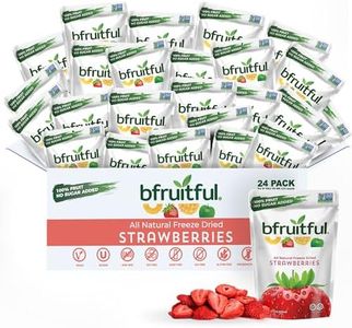bfruitful Freeze Dried Strawberries, Freeze-Dried Strawberry Snacks with No Sugar Added, Vegan, Non GMO, Kosher, Fruit Bites for Kids and Adults, 0.56 oz Single-Serve Packs, 24 Count