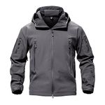 MAGCOMSEN Softshell Jackets Men Hooded Outdoor Windproof Spring Hiking Jacket Men Traveling Camping Raincoat with Fleece Linning, 3XL, Gray