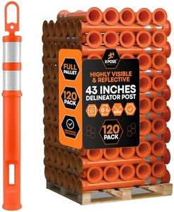 Xpose Safety 43" Orange Delineator Posts, Bulk Full Pallet 120-Pack – Ring Top, 10" Reflective Band – MUTCD Compliant Traffic Control Equipment for Parking, Construction, Event - Base Not Included