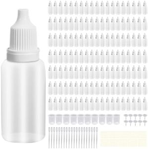 Olutacot 220 Pcs Dropper Bottles Eye Dropper Bottle Bulk Small Plastic Liquid Container Portable Squeezable Eye Liquid Dropper with Caps and Plug for Oil Eye Liquid Storage (20ml)