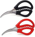 Honbay 2PCS Multifunctional Stainless Steel Shears Kitchen Seafood Scissors Fish Crab Shrimp Lobster Scissors Seafood Peeling Tools for Home (2 Color, 6")