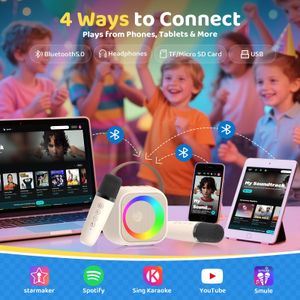 Jeefu Karaoke Machine with 2 Wireless Microphones – Portable Speaker