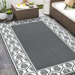 Yamaziot Outdoor Rug 6' x 9', Waterproof Reversible Plastic Straw Rug, Large Outdoor Rugs Mats RV, Picnic, Backyard, Balcony, Porch, Beach, Grey