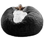 RAINBEAN Bean Bag Chair Cover(it was only a Cover, not a Full Bean Bag) Chair Cushion, Big Round Soft Fluffy PV Velvet Sofa Bed Cover, Living Room Furniture Cover,Black