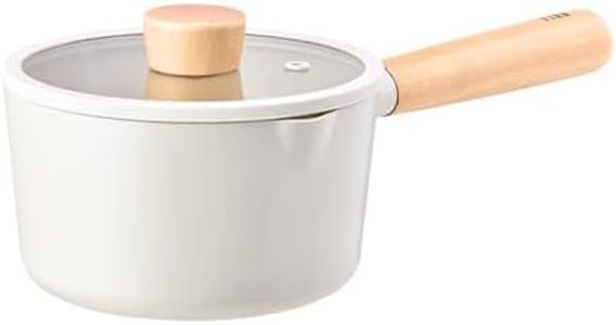 NEOFLAM FIKA 1.5QT Milk Pan with 2 Pour Spouts, Butter Warmer, Milk Boiling, Melting Pot for Stovetops and Induction, Wood Handle, Made in Korea (6" / 16cm)