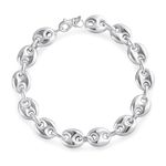 Unisex .925 Sterling Silver Nautical Anchor Link Puff Mariner Chain Bracelet For Women Men 9MM Wide 7 Inch