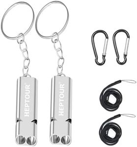 Heptour Emergency Whistles,2PCS Premium Safety Survival Whistle with Lanyard Keychain,High Pitch Double Tubes Coyote Whistle for Outdoor Hiking Camping Hunting Boating Rescue Signal Whistle Lifeguard