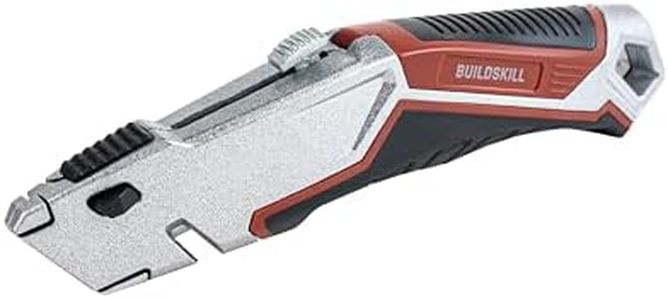 BUILDSKILL 19MM Utility Knife with 6 Preloaded Blades and 10 Extra Blades - Retractable Knife Cutter, Aluminium Construction, Soft Grip, Screwless