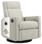 Nelly Modern Nursery Glider Recliner Chair – Cozy Nursing Chair with 360° Swivel for New Parents, Gentle Rocking Motion, Compact Design, Lumbar Support – Made in Canada (Ivory/Nubia Fabric)