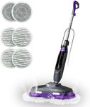 BOJUK Scrub & Steam Mop with Rotating Mop Pads, LED Headlights, 6 Scrub Pads, Large Tank, Swivel Steering, Effortless Scrubbing Hard Floor Cleaner Upgraded