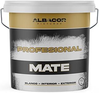 ALBACOR Pintura Blanca Interior -11KG- Exterior Máxima Cubrición, Pintura Plástica Mate para Baños Techos Fachadas Paredes, Textura lisa, Acabado Profesional (11 Kilos)