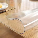 Frosted Table Cover Protector, 60x140cm Frosted PVC Table Cover Waterproof, Wipeable Dressing Table Mat, 1mm Easy to Cut Table Protectors for Dining Room Tables