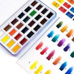 Paul Rubens Watercolor Paint Set Full Pan, 24 Vivid Colors Water Coloring Paint in Pocket Box with Metal Ring, High Transparency Intense and Durable, No Chalky, Perfect for Students, Kids, Beginners