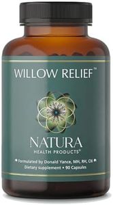 Natura Health Products Willow Relief Supplement - Enhances Muscle Relaxation - Featuring White Willow Bark, Turmeric, Boswellin Super Indian Frankincense, Corydalis Rhizome (90 Capsules)