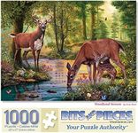 Bits and Pieces - 1000 Piece Jigsaw Puzzle for Adults 20" x 27" - Woodland Stream - 1000 pc Deer Stream Forest Tree Flower Nature Water Animals Woods Jigsaw by Artist Steve Read